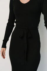 Blayne Ribbed Midi Dress | Black