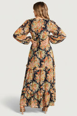Bowman Deep V Maxi Dress | Navy Floral