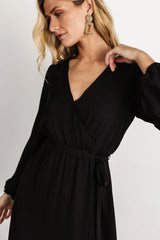Breanne Faux Wrap Maxi Dress | Black