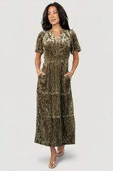 Bronwyn Velvet Dress | Olive