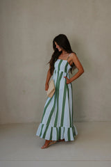 Maria Stripe Maxi Dress-Green