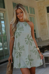 Josie Mini Dress-Sage/Olive