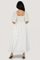 Carah Tie Dress | Off White + Gold Floral