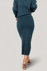 Carey Waffle Midi Skirt | Midnight Blue