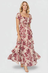 Carina Off Shoulder Maxi Dress | Nude + Rose