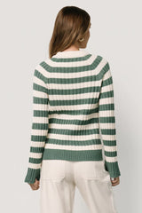 Carrie Striped Sweater | Teal + Ivory