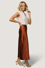 Celeste Satin Midi Skirt | Spice