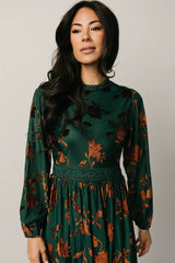 Christine Velvet Embossed Midi Dress | Jade