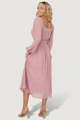 Dalton Pleated Midi Dress | Blush