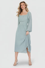Dalton Pleated Midi Dress | Light Sage