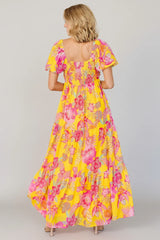 Darla Maxi Dress | Yellow + Pink Floral