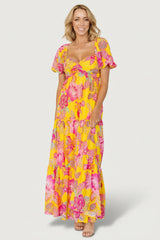 Darla Maxi Dress | Yellow + Pink Floral