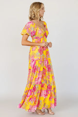 Darla Maxi Dress | Yellow + Pink Floral