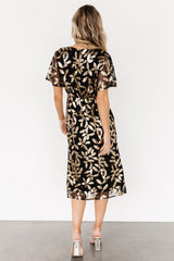 Deanna Sequin Midi Dress | Black + Gold