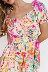 Denzel Puff Sleeve Midi Dress | Multi Floral