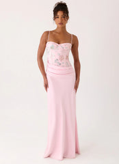 Euphoric Beaded Maxi Dress Pink