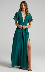December Maxi Dress - Empire Waist Dress in Emerald