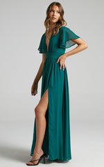 December Maxi Dress - Empire Waist Dress in Emerald
