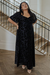 Everley Velvet Maxi Dress | Black