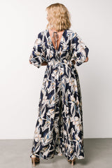 Giada Wide Leg Jumpsuit | Navy + Off White