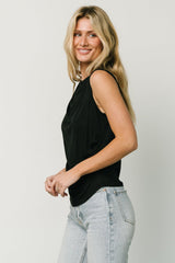 Jia Ruched Tank Top | Black