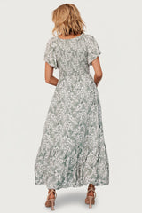 Joanie Smocked Dress | Sage + Off White Floral