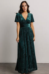 Leslie Velvet Maxi Dress | Emerald