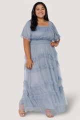 Magdalena Tulle Maxi Dress | Dusty Blue