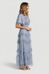 Magdalena Tulle Maxi Dress | Dusty Blue
