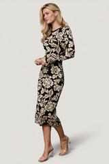 Marci Sweater Dress | Black + Ivory Floral