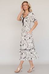 Mariana Midi Dress | Cream + Black Floral