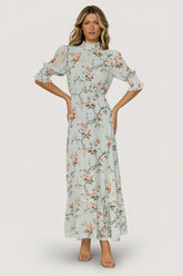 Marie Mock Neck Maxi Dress | Sage Floral
