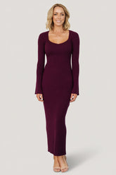 Marika Ribbed Dress | Wine