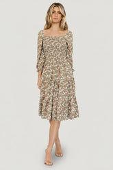 Marta Smocked Midi Dress | Dusty Olive Floral