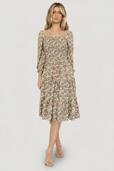 Marta Smocked Midi Dress | Dusty Olive Floral