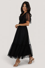Martha Smocked Tulle Dress | Black