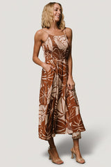 McKinley Smocked Dress | Cream + Camel Multi