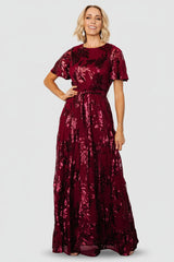 Muse Sequin Maxi Dress | Wine
