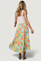 Nika Tiered Skirt | Orange + Blue Floral