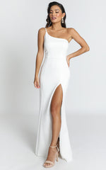 No Ones Fault One Shoulder Maxi Dress in White
