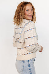 Rhya Knit Sweater | Cream + Blue