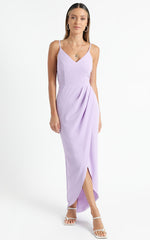 Lucky Day Drape Maxi Dress in Lilac