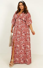 Sitting Pretty Maxi Dress - Short Sleeve Button Down Dress in Rose Floral
