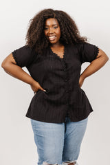 Sloane Button Top | Black