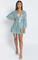 three of us dress in Light Blue Sequin