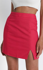 International Babe Mini Skirt in Hot Pink Linen Look
