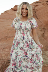 Tulsa Smocked Dress | Cream + Pink
