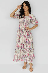 Tulsa Smocked Dress | Cream + Pink