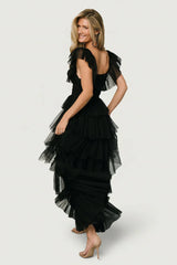 Valora Swiss Dot Tulle Maxi Dress | Black