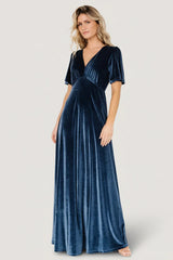 Vivian Velvet Maxi Dress | Blue